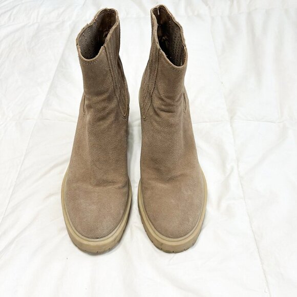 Dolce Vita Caster H2O Waterproof Platform Suede Ankle Boots Tan Size 8 EUC - Picture 5 of 10